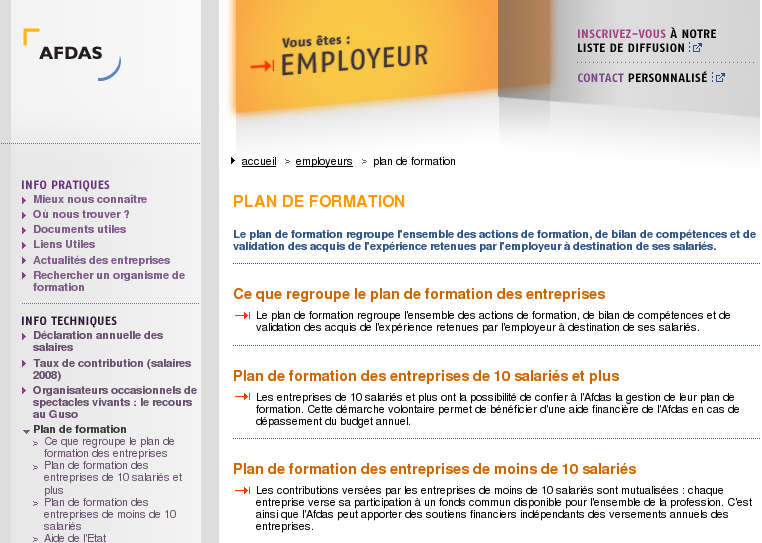 Afdas site web
