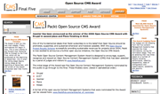 Plone récompensé aux Packt OS CMS Awards comme l'un des 3 meilleurs sytèmes gestion de contenu open source 2006 avec Drupal et Joomla.